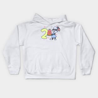 I am 2 with bunny - girl birthday 2 years old Kids Hoodie